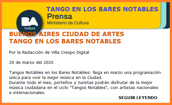 TANGO EN LOS BARES NOTABLES